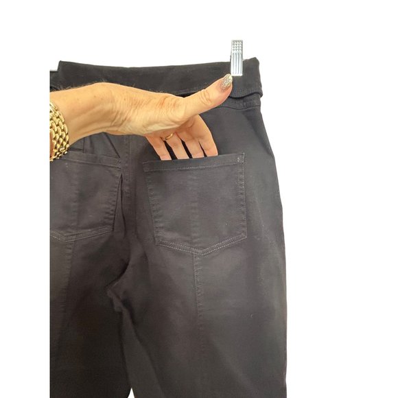Bar lll Women’s Black Pants M Tie Belt Tapered Button Closure Pockets Stretch - Picture 11 of 16